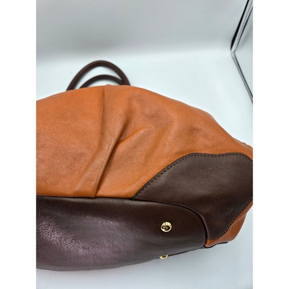 MCM Leather Satchel Handbag Purse Cognac Brown Top Handle Designer Bag - Picture 15 of 16